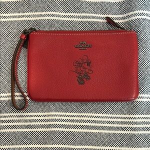 Coach X Disney red leather wristlet